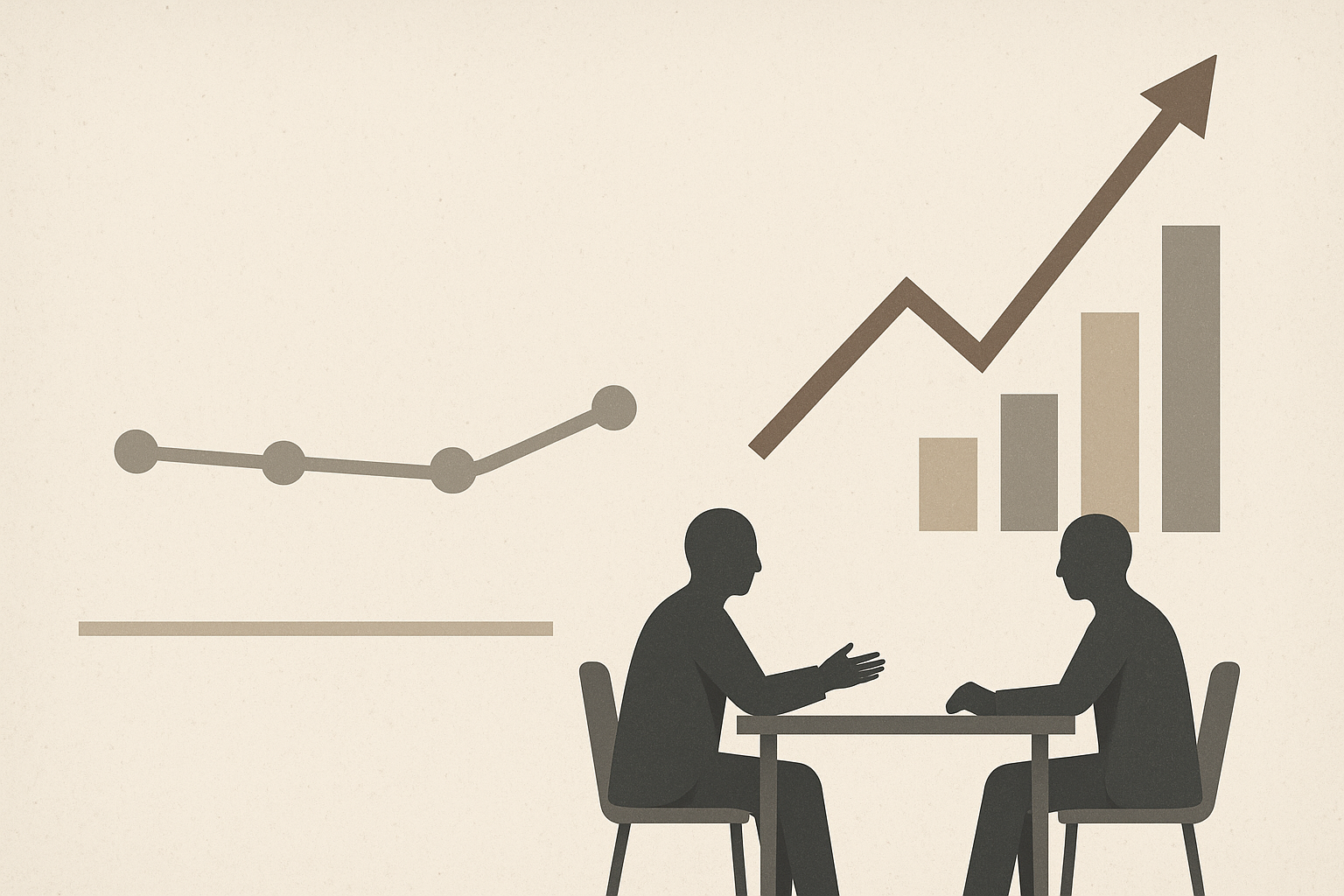 Grafici con profitti in aumento e produttività stabile durante una trattativa tra lavoratori e imprese
