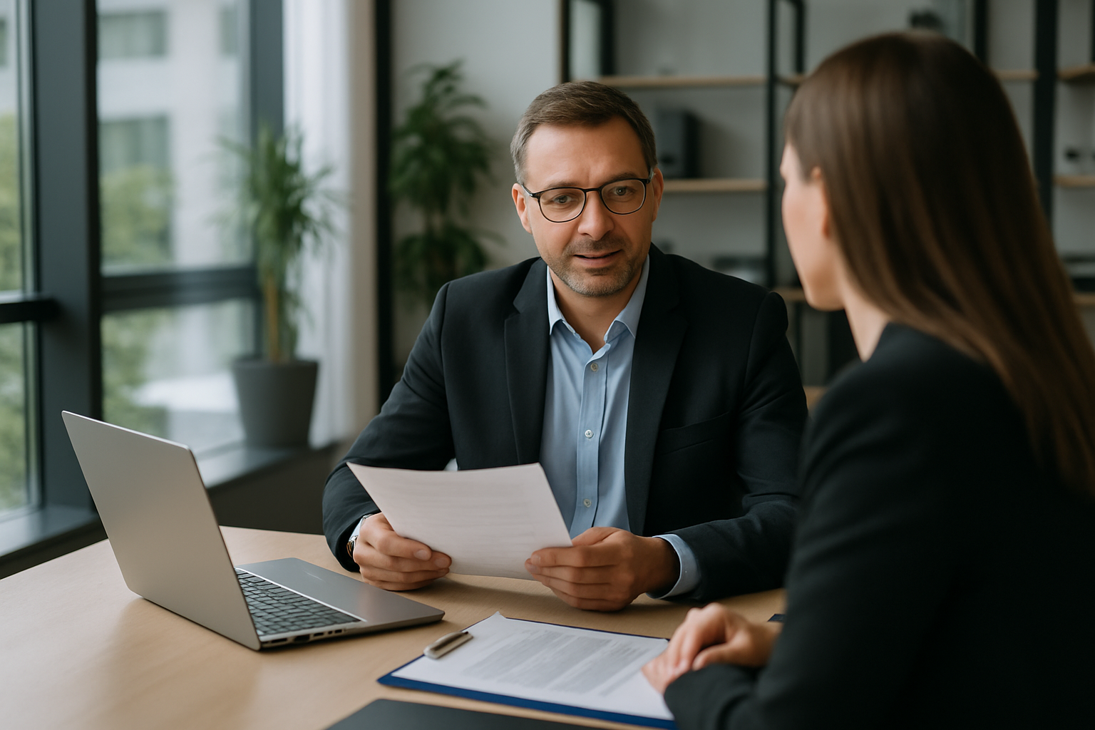 Colloquio di lavoro con valutazione di competenze digitali su laptop