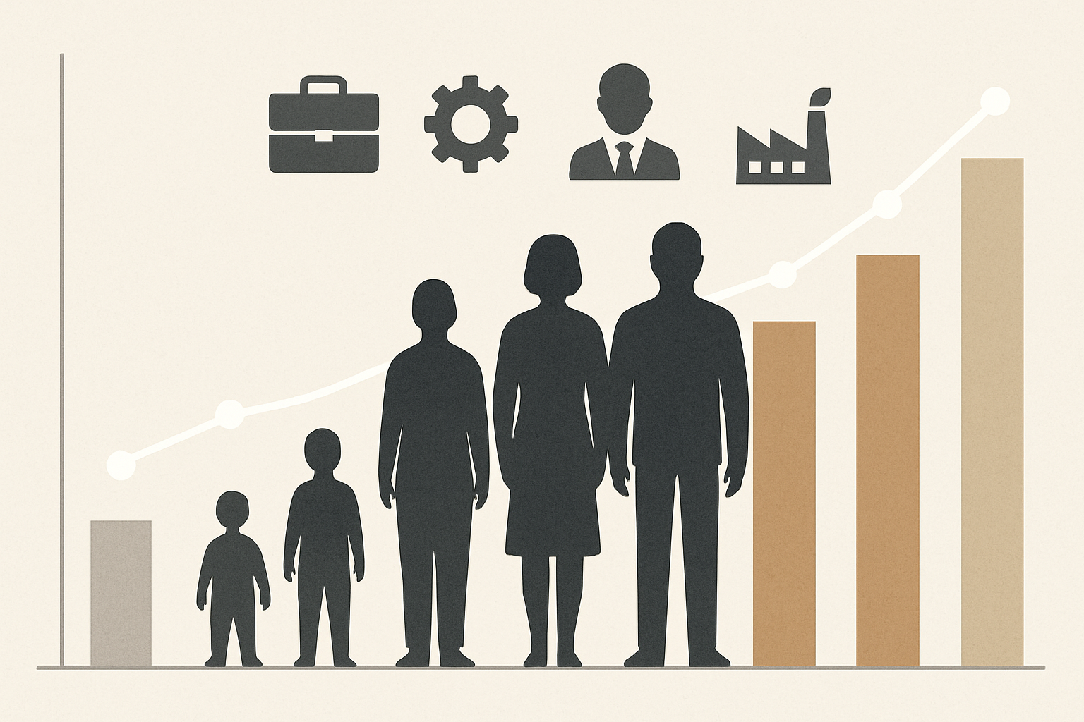 Rappresentazione concettuale dell’impatto della demografia sul mercato del lavoro nel lungo periodo
