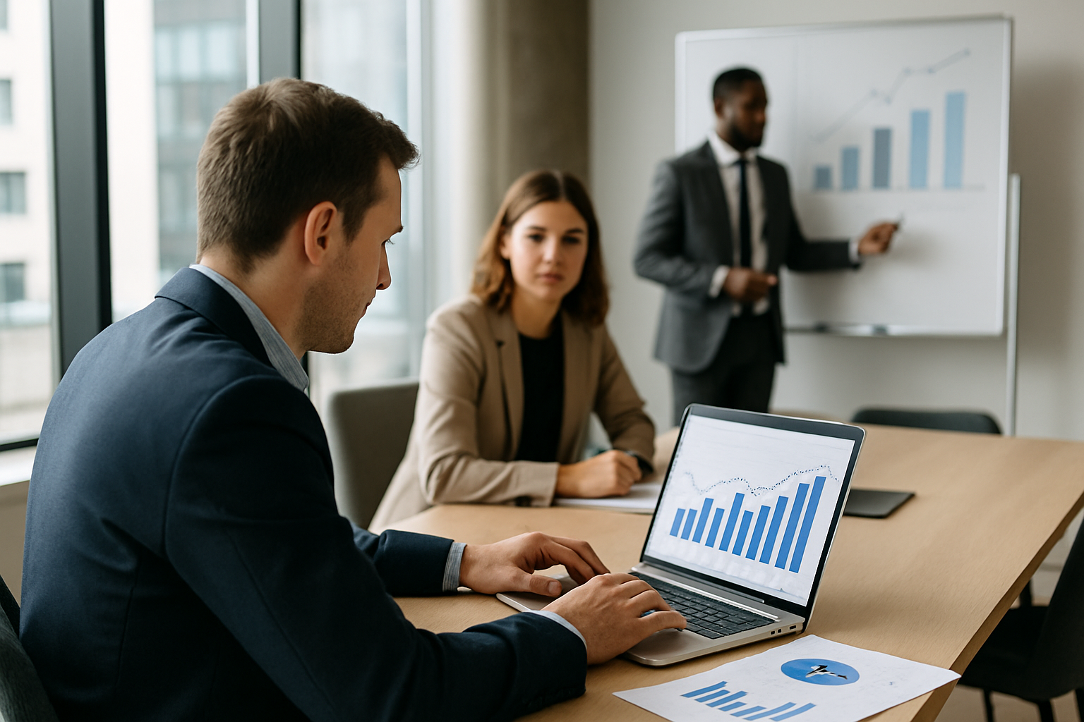 Team in ufficio che analizza dati e processi per migliorare la produttività aziendale