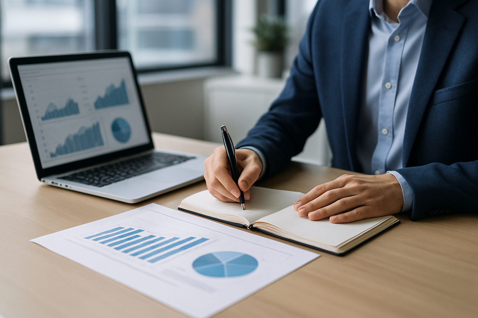 Scrivania di lavoro con laptop e taccuino che rappresenta la formazione continua in ambito professionale