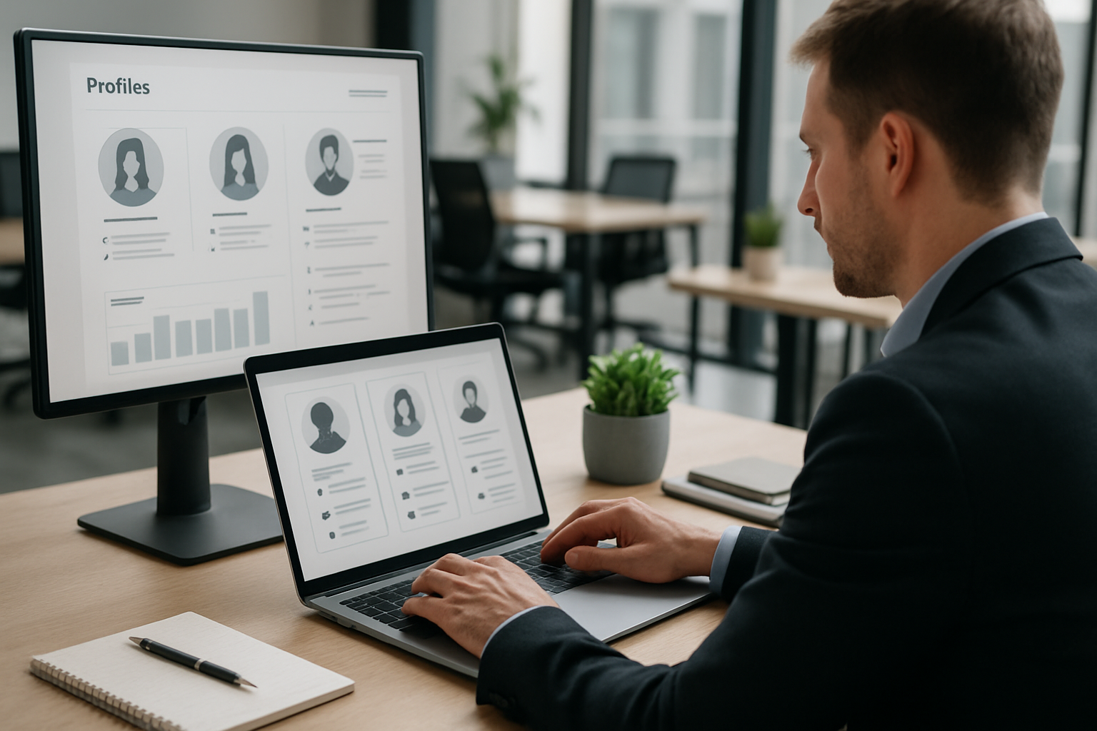 Recruiter al lavoro su una piattaforma digitale di selezione del personale