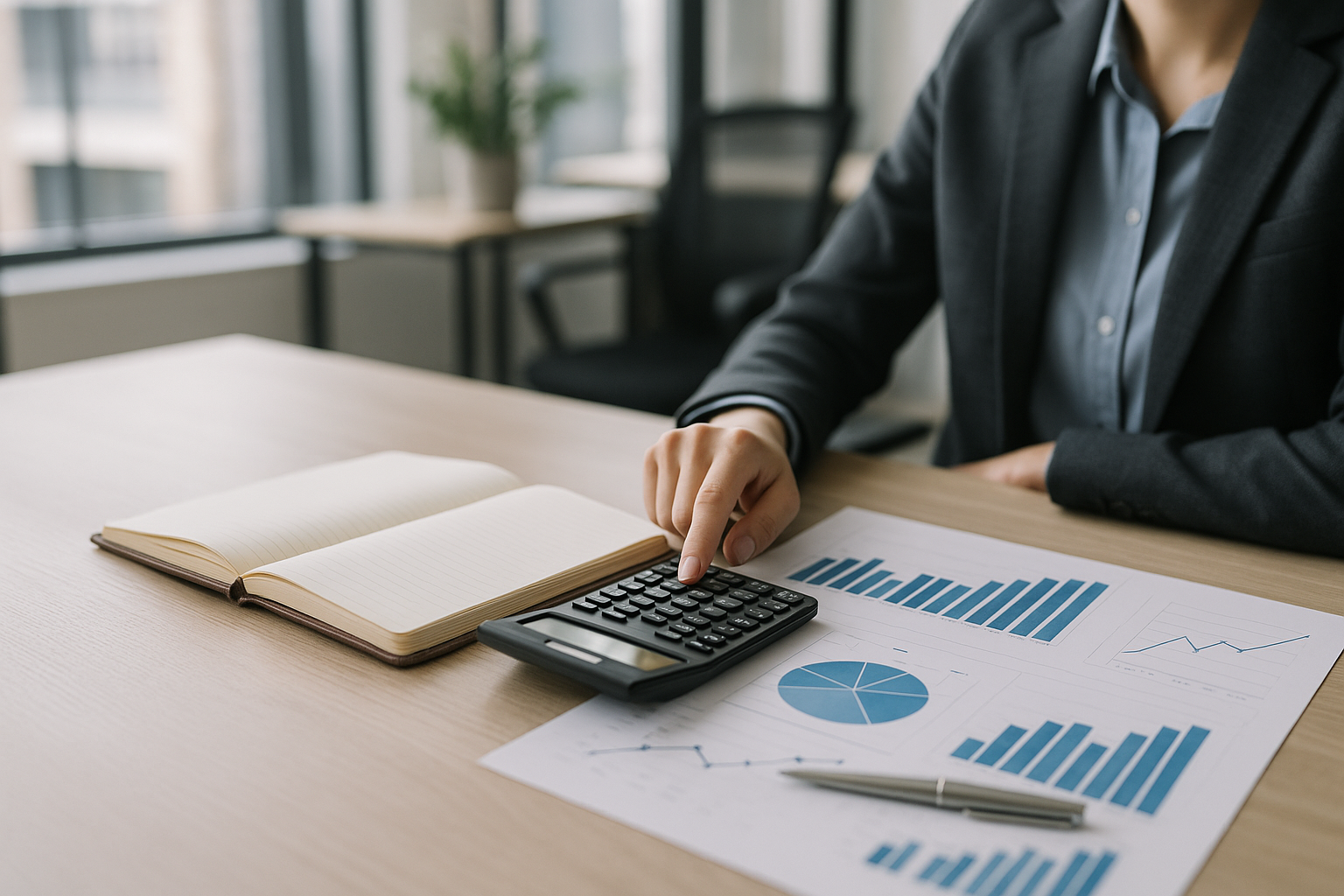 Strumenti di pianificazione economica per un lavoratore autonomo su una scrivania