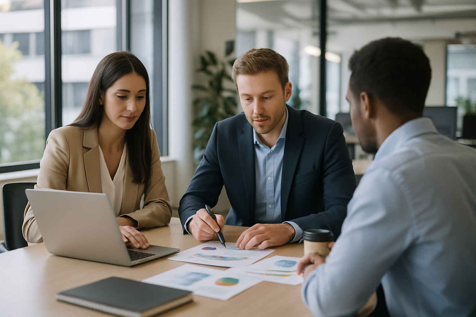 Team in ufficio che collabora in un ambiente di lavoro ordinato e sereno